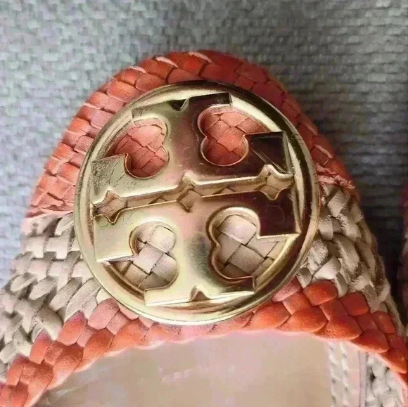 Tory Burch Womens Chelsea Woven Cap-Toe Ballet Flats - Picture 2 of 5